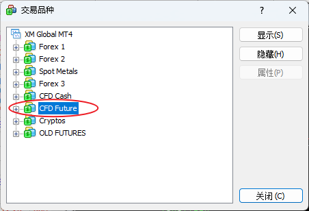 XM MT4上怎么查看道琼斯指数的代码？