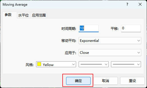 XM MT4上移动平均线怎么添加？