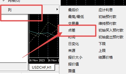 XM MT5上交易货币点差值怎么查看?
