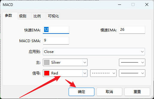 FXTM富拓MT5上怎么修改MACD指标信号线的颜色？