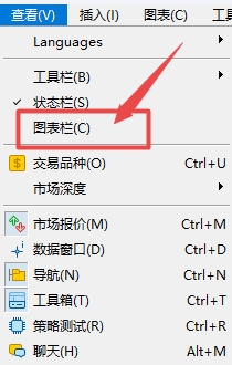 XM MT5上图表上不显示图表栏怎么办?