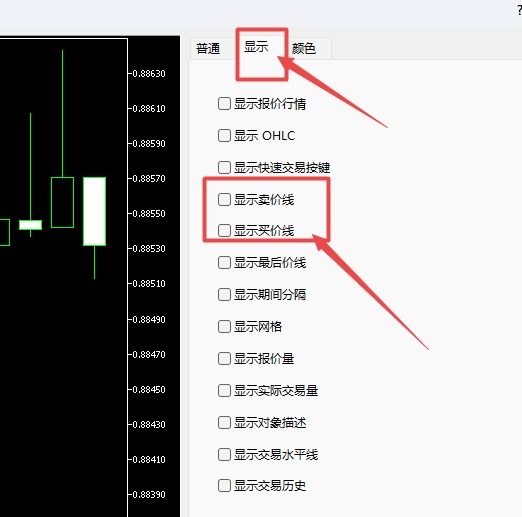 XM MT5上买卖价线怎么显示出来?
