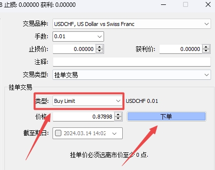 XM MT4上挂单交易怎么下单?