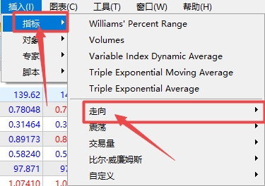 XM MT5上走向指标怎么插入?