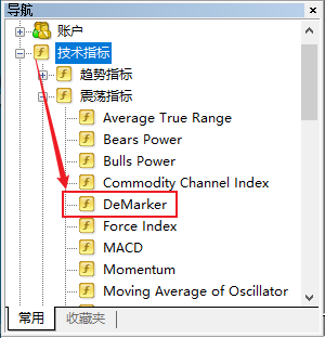 XM MT4图表上德马克指标（DeMarker）怎么添加？