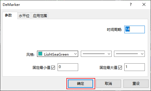 XM MT4图表上德马克指标（DeMarker）怎么添加？