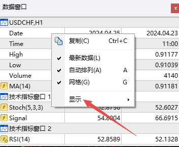 XM MT4上如何调出网站开盘收盘数据?