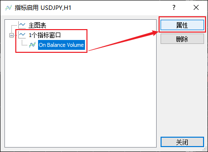 如何修改富拓MT5图表上能量潮指标（On Balance Volume）线条的大小？