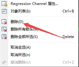 XM MT4上插入线性回归通道怎么删除?