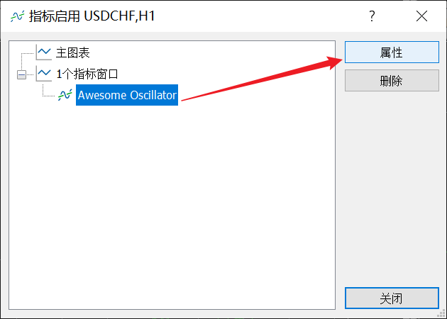 如何修改富拓MT5图表上动量震荡指标（Awesome Oscillator）线的颜色？
