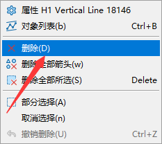 XM MT5上如何将添加的垂直线删除