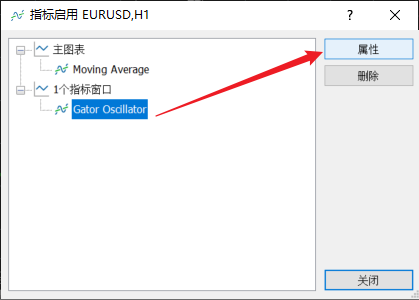 如何修改富拓MT5图表上的鳄鱼震荡指标（Gator Oscillator）线的颜色？