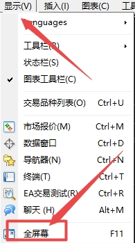 XM外汇MT4上图表全屏如何退出?