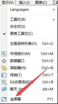 富拓外汇平台：MT4上图表全屏怎么退出?