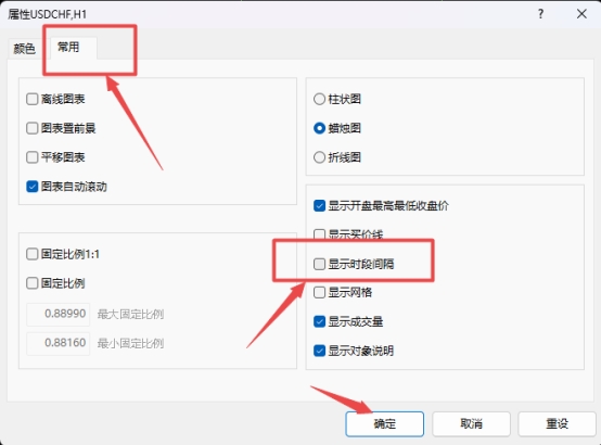 XM外汇MT4上图表时段间隔怎么显示出来?