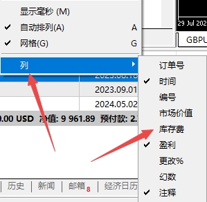 富拓外汇：MT5上如何调出交易订单库存费?