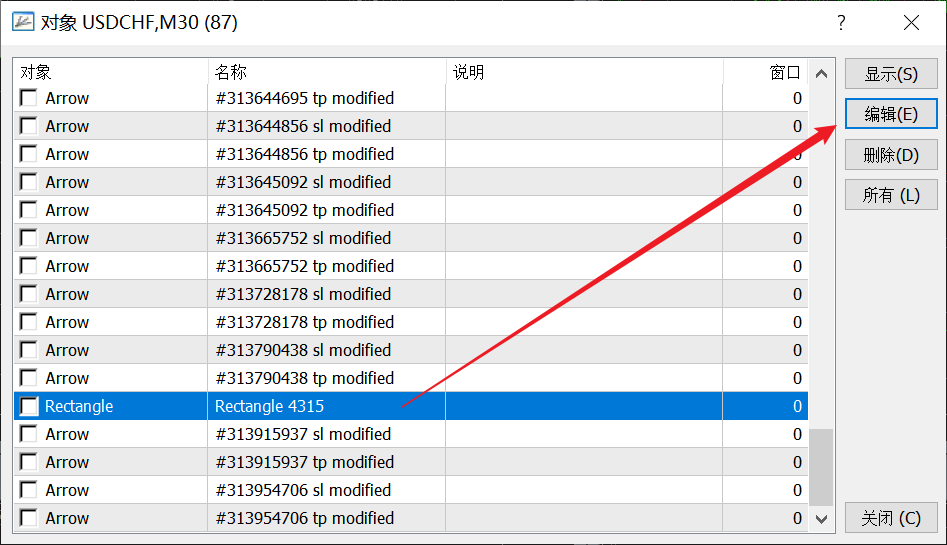 如何修改XM MT4图表上矩形的颜色？