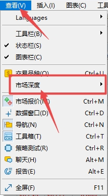 XM MT5上如何查看当前图表货币市场深度?