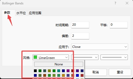 XM MT4上线性回归通道颜色怎么更改?