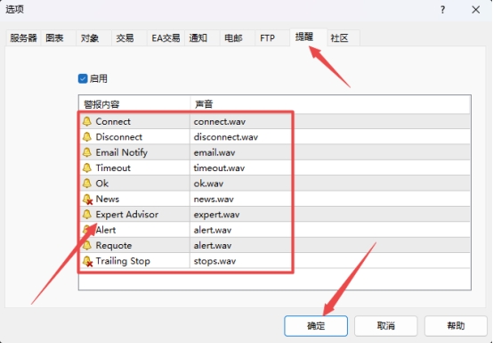 XM MT4上声音提醒怎么设置?