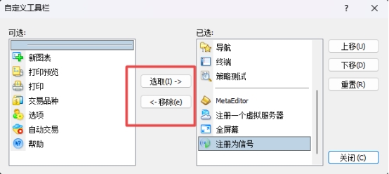 富拓外汇MT4上如何自定义工具栏?