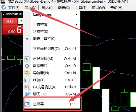 富拓外汇官网：MT4上走势图表设置为全屏怎么退出?